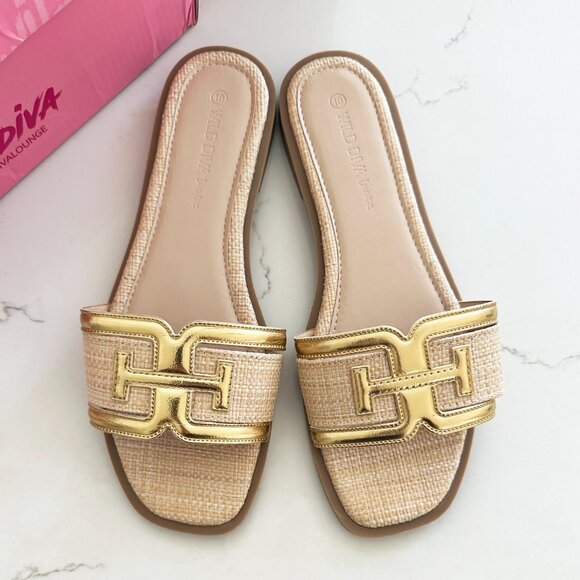 NWT Wild Diva Abia Raffia Slide Sandal - Picture 5 of 8